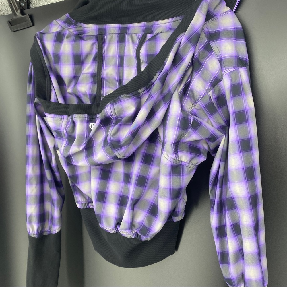 Lululemon Run Reflection Purple Plaid Check Jacket - Picture 5 of 6